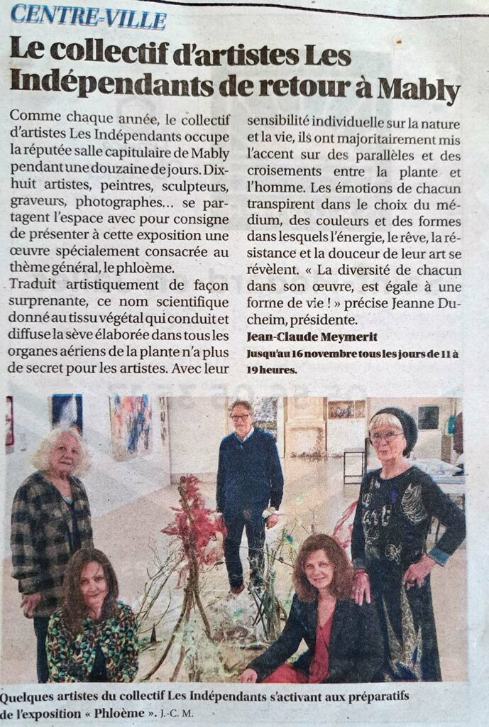 Article Sud Ouest Exposition Phloème Indépendants Plasticiens de Bordeaux -Espace Mably Bordeaux